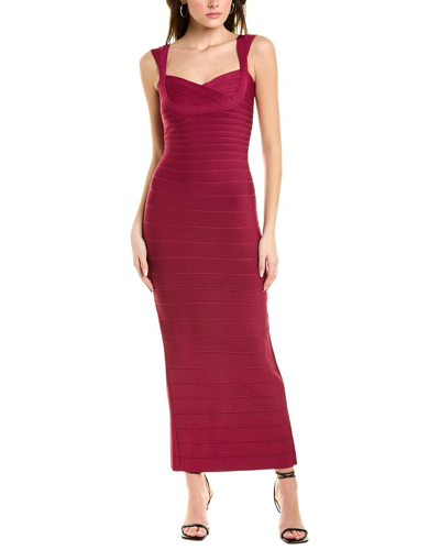 Herve Leger Sweetheart Banded Gown In Purple