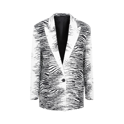 Attico Glen Multicolor Single-breasted Blazer With Animal Print In Multicolore