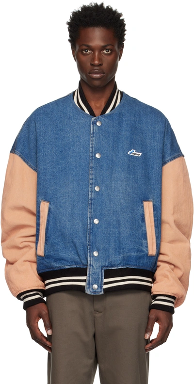 We11 Done Denim Bomber Jacket In Blue