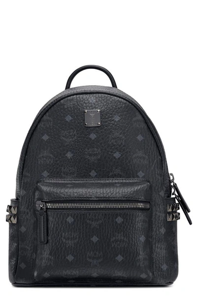 Mcm Small Stark Viestos Coated Canvas Backpack In Black