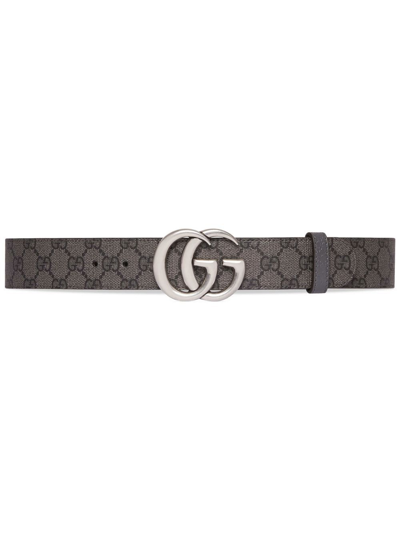 Gucci Marmont Gg 扣环开合腰带 In Grey