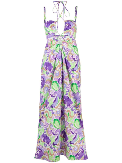 Suboo Botanica Cut-out Poplin Maxi Dress In Purple