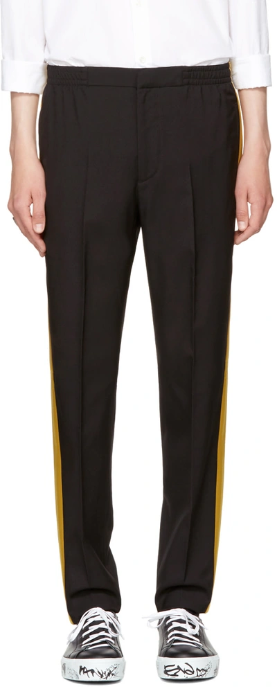 Alexander Mcqueen Black Satin Side Band Trousers