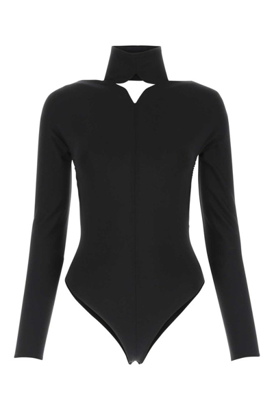 Courrèges Diamond Neck Bodysuit In Black