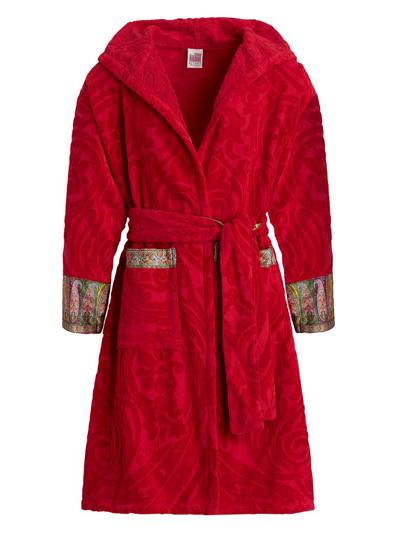Etro Home Paisley-motif Cotton Robe In Red