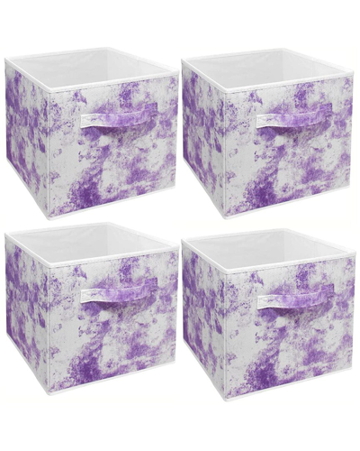 Sorbus Tie Dye Purple 6pc Foldable Cube Storage Bin Set In Pastel Purple