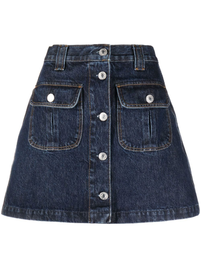 Re/done Blue A-line Denim Mini Skirt In Heritage Rinse