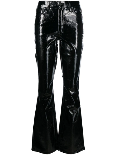 Good American Black Classic Boot Faux Leather Trousers