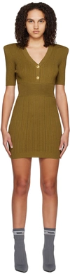Balmain Button-front Knitted Dress In Brown