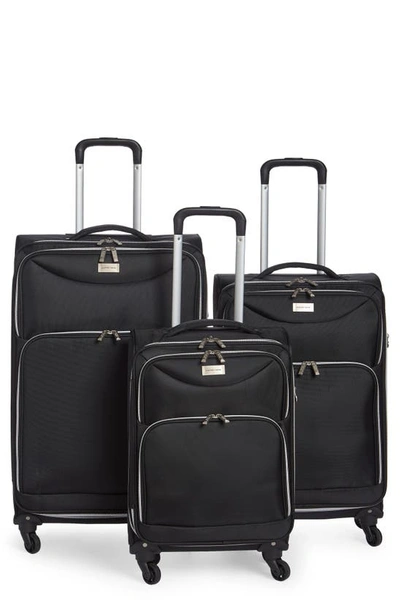 Geoffrey Beene 3-piece Ultra Lightweight Wheeled Luggage Set In Black