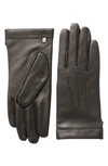 Bruno Magli Cashmere Lined Leather Gloves In Black