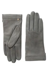 Bruno Magli Cashmere Lined Leather Gloves In Grey