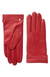 Bruno Magli Cashmere Lined Leather Gloves In Red