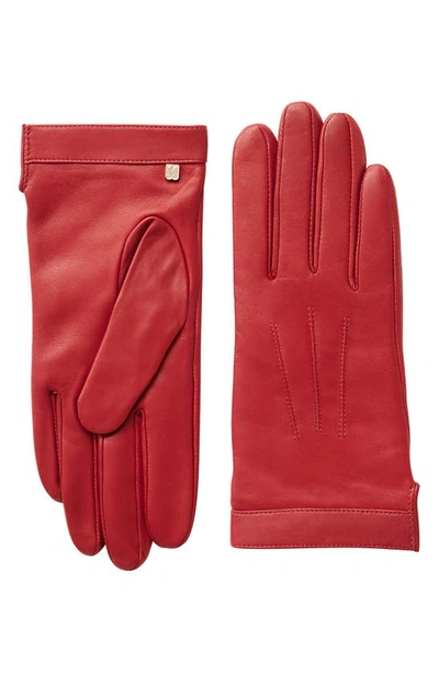 Bruno Magli Cashmere Lined Leather Gloves In Red