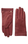 Bruno Magli Cashmere Lined Leather Gloves In Bordeaux