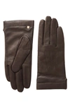 Bruno Magli Cashmere Lined Leather Gloves In Brown