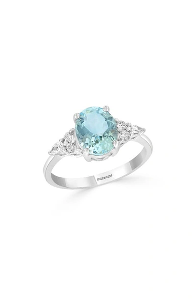 Effy 14k White Gold Diamond Aquamarine Ring In Blue