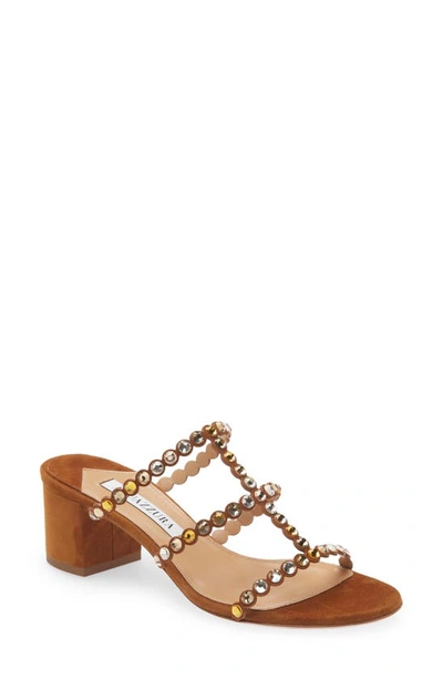 Aquazzura Women's Tequila Leather & Crystal Strass Sandals In Brown