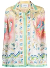 Casablanca Multicolor Shirt With Cuban Collar And All-over Graphic Print In Silk Woman