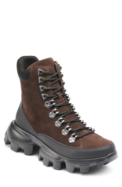 Karl Lagerfeld Suede Work Boot In Dark Brown