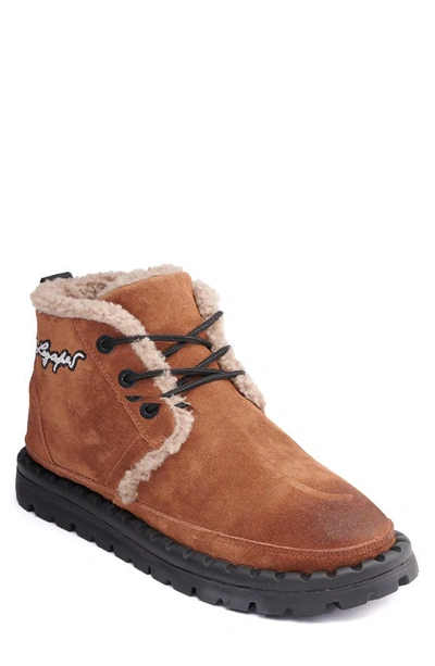 Karl Lagerfeld Suede Faux Shearling Lined Chukka Boot In Cognac