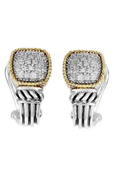 Effy Sterling Silver & 18k Yellow Gold Diamond Earrings In White