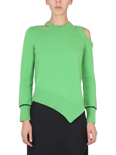 Alexander Mcqueen Sweater With Bare Shoulders In Green