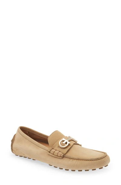 Ferragamo Suede Leather Grazioso Loafers With Clamps In Beige
