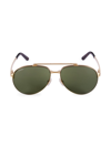 Cartier Men's Santos Evolution 24k Gold-plated 61mm Pilot Sunglasses In Gold Green