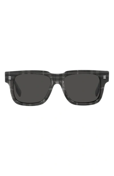 Burberry Men's Hayden Check Acetate Square Sunglasses In Grey