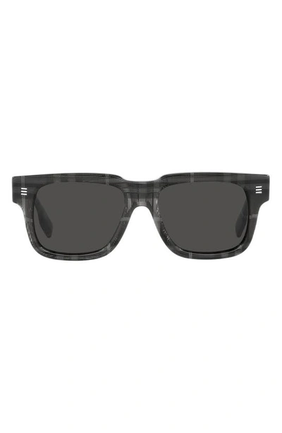 Burberry Men's Hayden Check Acetate Square Sunglasses In Black