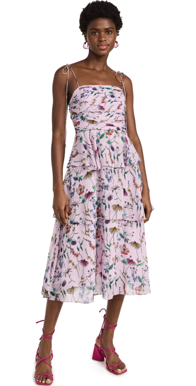 Amur Women's Acacia Tie-strap Floral Midi-dress In Lilac Lily Dreamy Wildflower