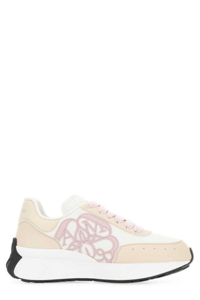 Alexander Mcqueen Sprint Runner Appliquéd Leather Exaggerated-sole Sneakers In Multicolour