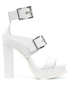 Alexander Mcqueen Alexander Mc Queen 120mm Leather Platform Sandals In Ivory