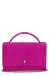 Alexander Mcqueen Women's Medium Skull Gathered Leather Top Handle Bag In Fucsia
