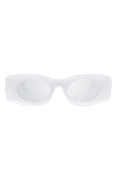 Loewe Paula's Ibiza Original 49mm Small Rectangular Sunglasses In White Silver