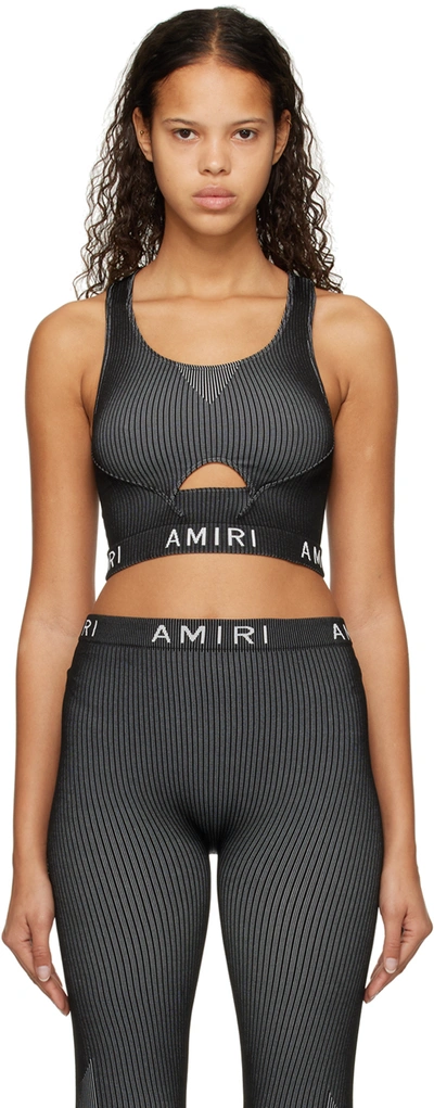 Amiri Ribbed Cut-out Crop Top In Black