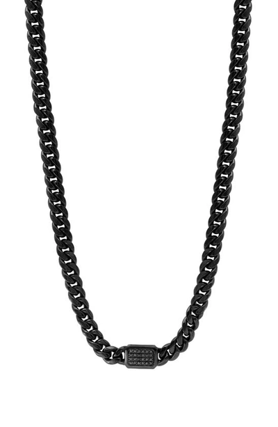 Effy Sterling Silver & Black Diamond Curb Chain Necklace
