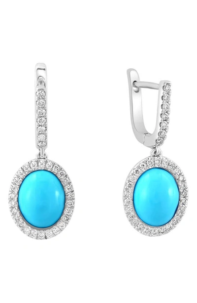 Effy 14k White Gold Diamond Turquoise Drop Earrings In Blue