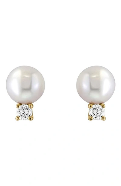 Effy 14k Yellow Gold Diamond & Cultured Freshwater Pearl Earrings In White