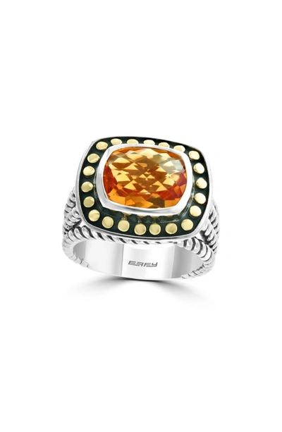 Effy 18k Gold & Sterling Silver Cushion Citrine Ring In Orange
