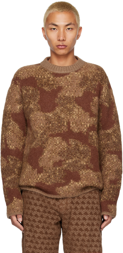Erl Unisex Round Neck Jacquard Sweater Knit In Brown