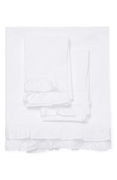 Melange Percale Cotton Double Ruffle Sheet 2-piece Set In White