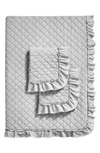 Melange Home Diamond Stitched Ruffle Quilt & Shams Set In Light Grey