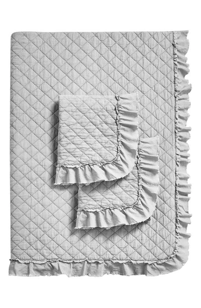 Melange Home Diamond Stitched Ruffle Quilt & Shams Set In Light Grey