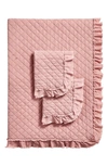 Melange Home Diamond Stitched Ruffle Quilt & Shams Set In Pink