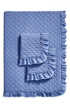 Melange Home Diamond Stitched Ruffle Quilt & Shams Set In Blue