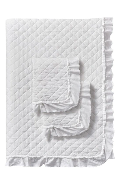 Melange Home Diamond Stitched Ruffle Quilt & Shams Set In White