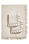 Melange Diamond Stitched Ruffle Quilt & Shams Set In Taupe