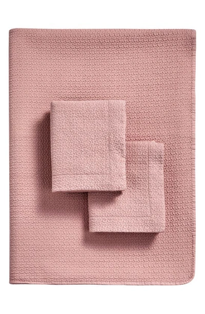 Melange Home Micro Vermechelli Stonewash Quilt Set In Pink
